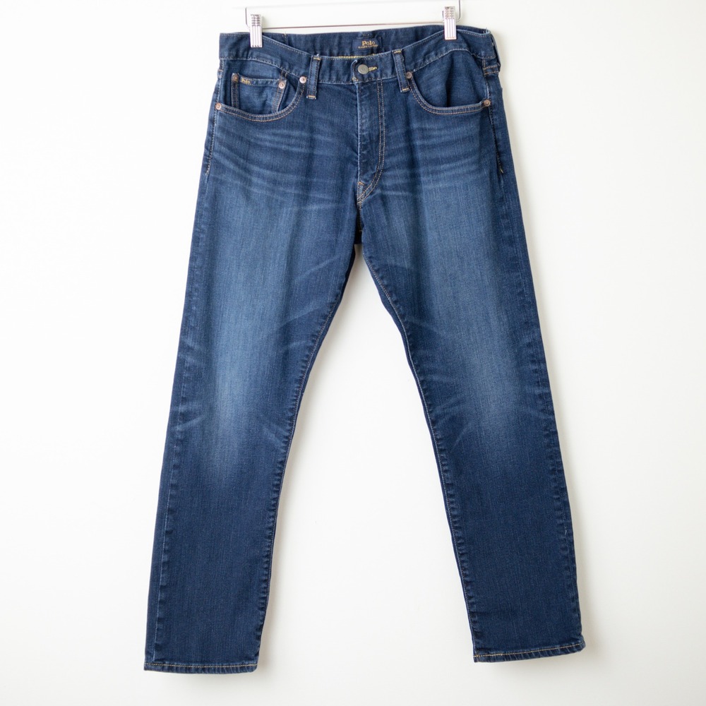 Polo Ralph Lauren Varick Slim Straight Mens 33x30 Blue Denim 5 Pocket